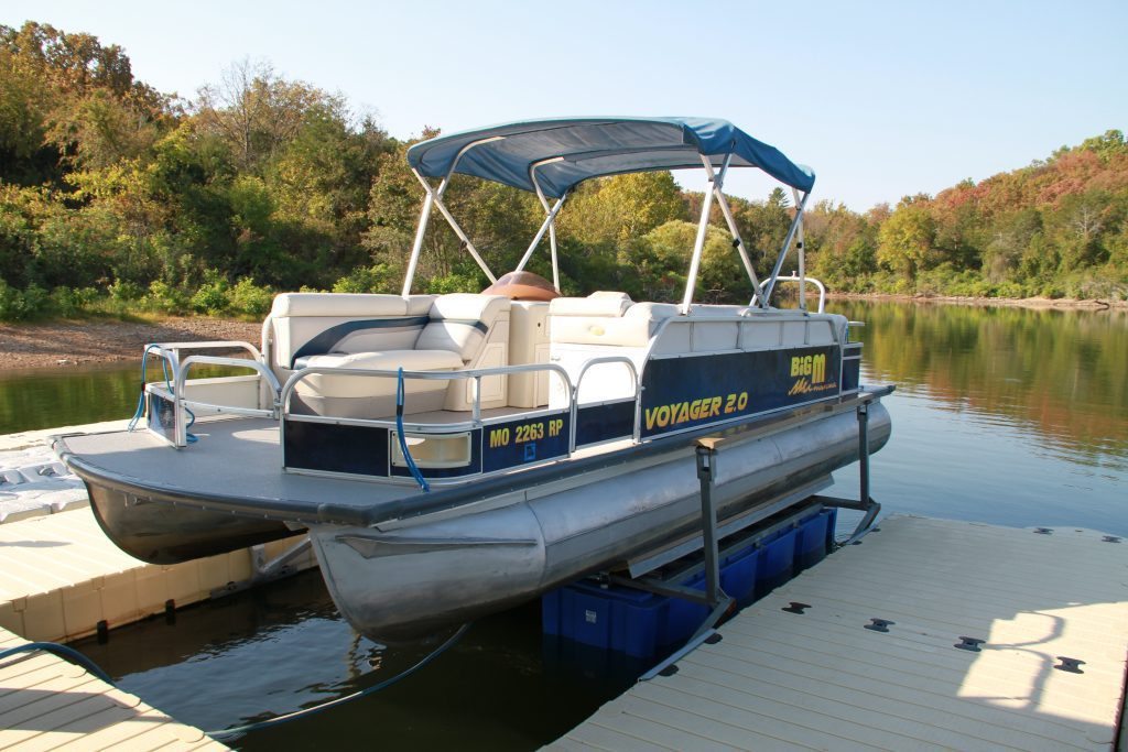 Aegis 7000 Boat Lift with pontoon boat